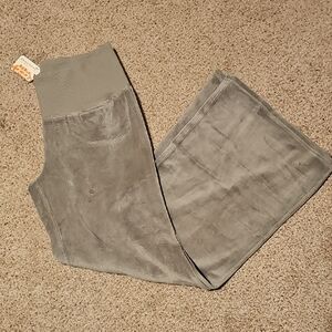 Gray Ribbed Velour Lounge Pants